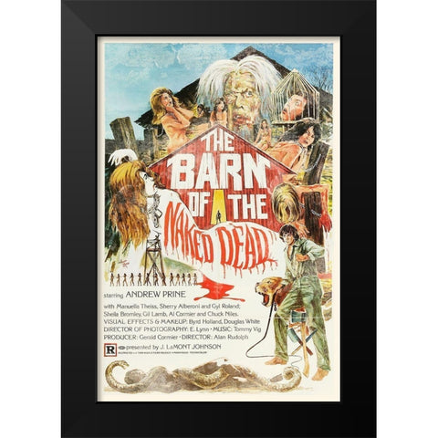 The Barn of the Naked Dead - Distressed Black Modern Wood Framed Art Print by Hollywood Photo Archive