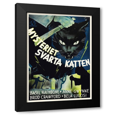 Swedish - The Black Cat Black Modern Wood Framed Art Print by Hollywood Photo Archive