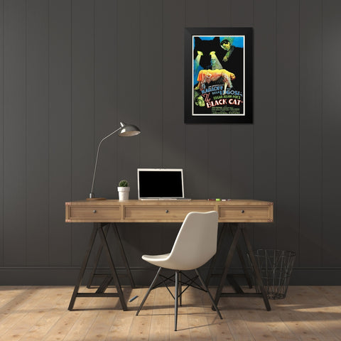 The Black Cat Black Modern Wood Framed Art Print by Hollywood Photo Archive