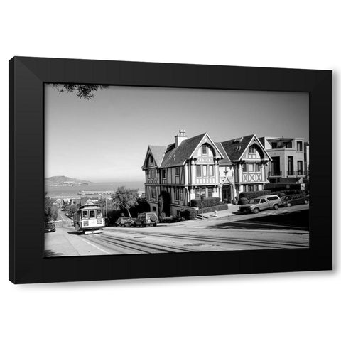 Cable car ascends hill San Francisco California Black Modern Wood Framed Art Print by Highsmith, Carol