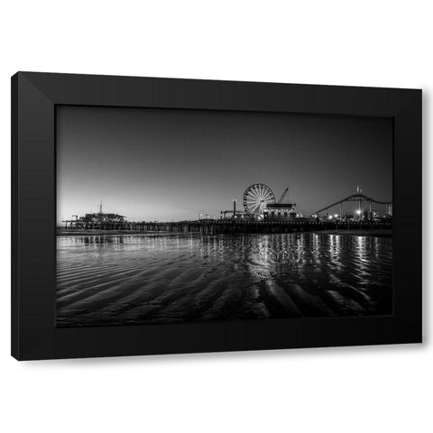 Santa Monica Pier at Sunset California Black and White Black Modern Wood Framed Art Print by Highsmith, Carol