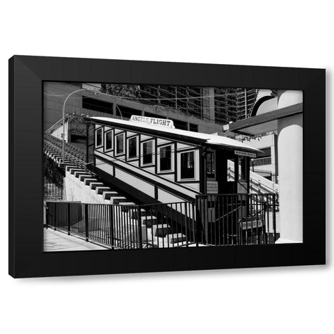 Angels Flight in the Bunker Hill district of Downtown Los Angeles California Black Modern Wood Framed Art Print by Highsmith, Carol