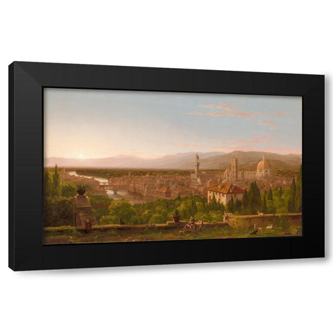 View of Florence Black Modern Wood Framed Art Print with Double Matting by Cole, Thomas