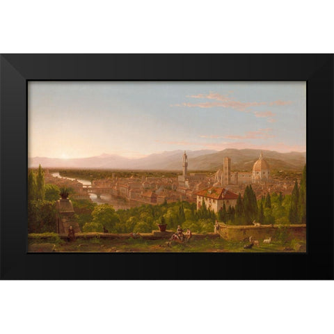 View of Florence Black Modern Wood Framed Art Print by Cole, Thomas