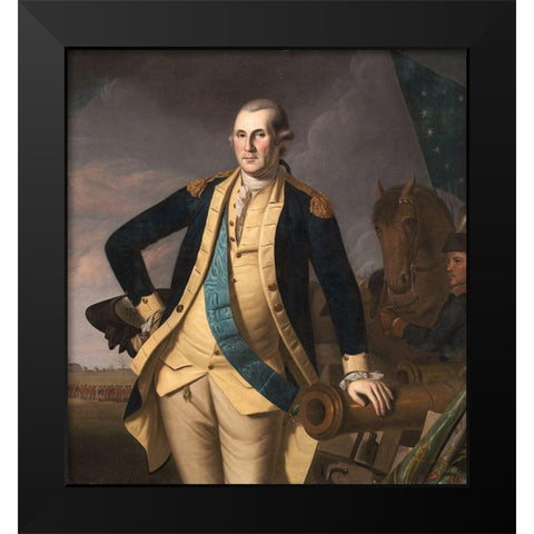 George Washington at the Battle of Princeton Black Modern Wood Framed Art Print by Peal, Charles Willson
