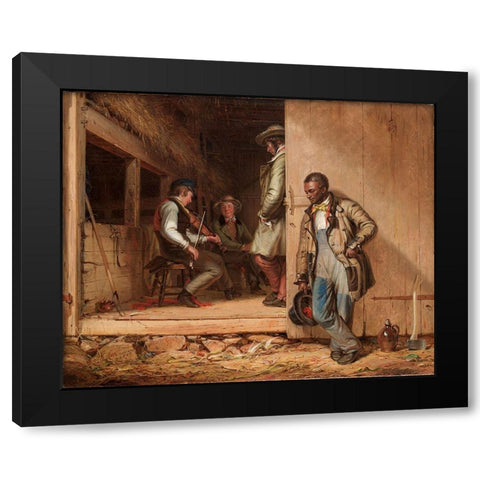 The Power of Music Black Modern Wood Framed Art Print by Mount, William Sidney