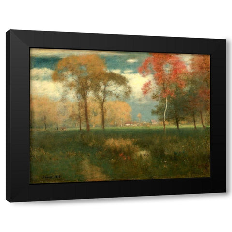 Sunny Autumn Day Black Modern Wood Framed Art Print with Double Matting by Inness, George