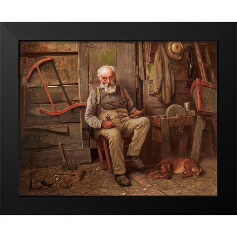 Boat Builder Black Modern Wood Framed Art Print by Brown, John Geogre