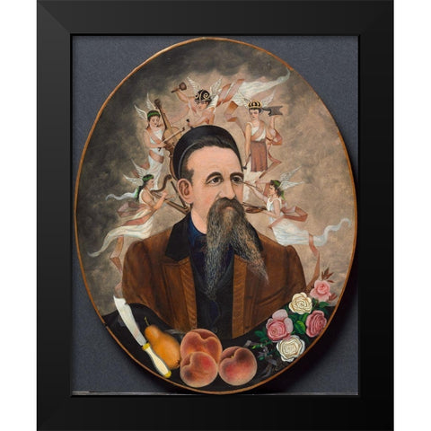 Self Portrait with Five Muses Black Modern Wood Framed Art Print by Church, Henry