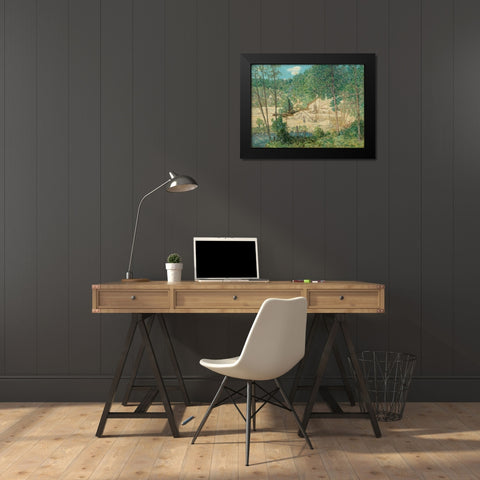 The Building of the Dam Black Modern Wood Framed Art Print by Weir, J. Alden
