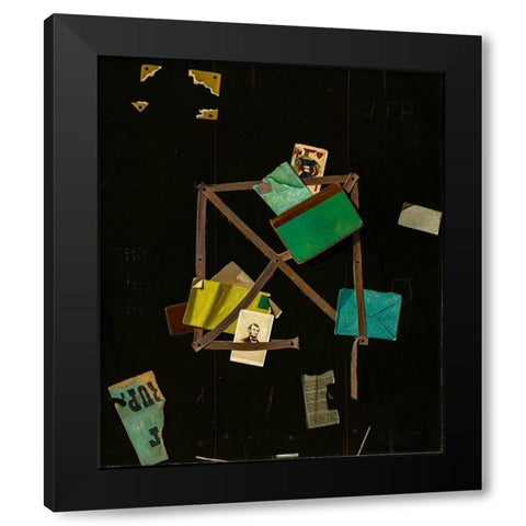 Card Rack with a Jack of Hearts Black Modern Wood Framed Art Print by Peto, John F.