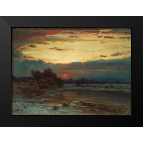 A Winter Sky Black Modern Wood Framed Art Print by Inness, George