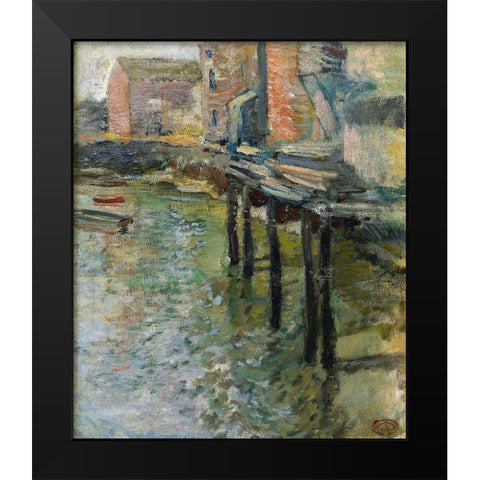 Deserted Wharf The Old Mill at Cos Cob Black Modern Wood Framed Art Print by Twachtman, John Henry