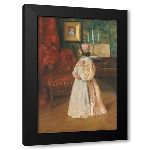 Portrait of My Daughter Alice Black Modern Wood Framed Art Print with Double Matting by Chase, William Merritt