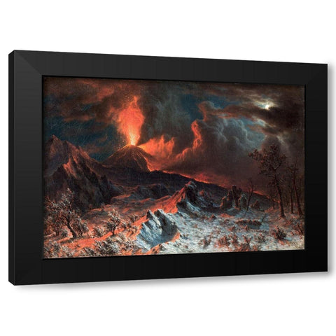 Mount Vesuvius at Midnight Black Modern Wood Framed Art Print with Double Matting by Bierstadt, Albert