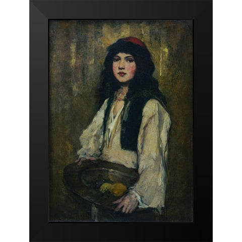 The Venetian Girl Black Modern Wood Framed Art Print by Duveneck, Frank