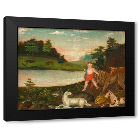 The Peaceable Kingdom Black Modern Wood Framed Art Print by Hicks, Edward