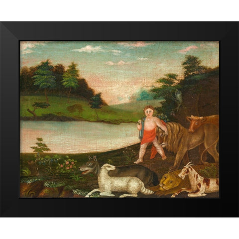 The Peaceable Kingdom Black Modern Wood Framed Art Print by Hicks, Edward
