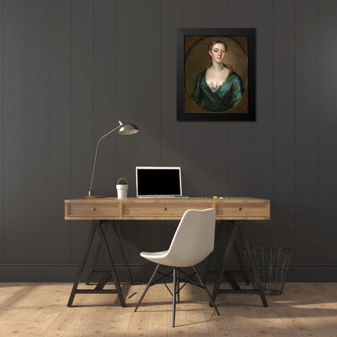 Portrait of a Woman Black Modern Wood Framed Art Print by Smibert, John