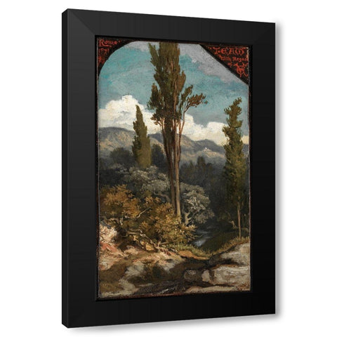 Three Trees Italy Black Modern Wood Framed Art Print with Double Matting by Vedder, Elihu
