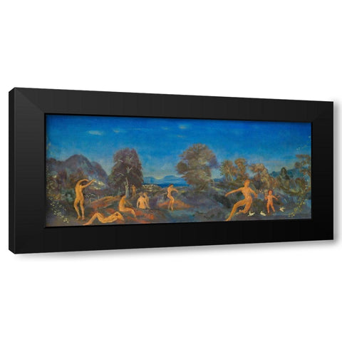 Hermes and the Infant Dionysus Black Modern Wood Framed Art Print with Double Matting by Davies, Arthur B.