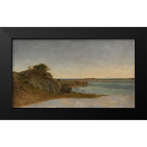 View near Newport Black Modern Wood Framed Art Print by Kensett, John Frederick