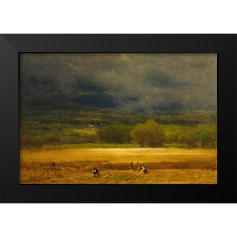 The Wheat Field Black Modern Wood Framed Art Print by Inness, George