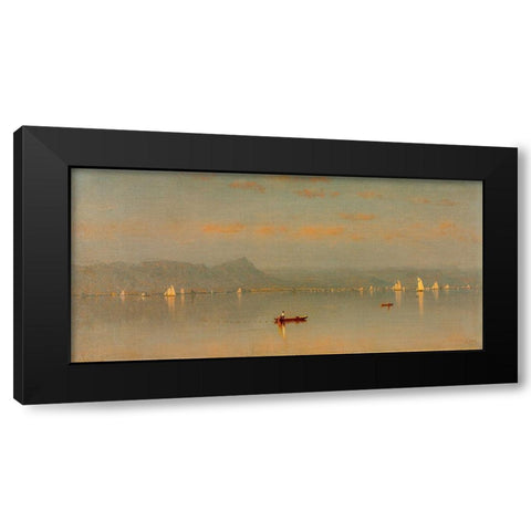 Haverstraw Bay Black Modern Wood Framed Art Print with Double Matting by Gifford, Sanford Robinson