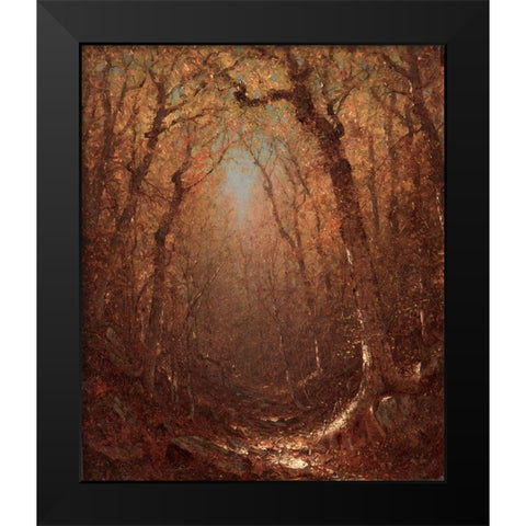 Autumn a Wood Path Black Modern Wood Framed Art Print by Gifford, Sanford Robinson