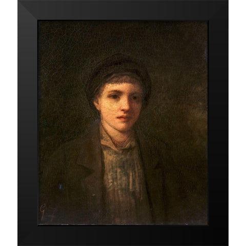 Head of a Boy Black Modern Wood Framed Art Print by Fuller, George