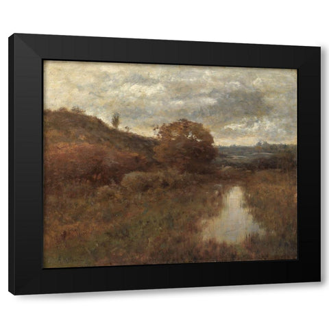 Autumn Landscape and Pool Black Modern Wood Framed Art Print with Double Matting by Wyant, Alexander H.