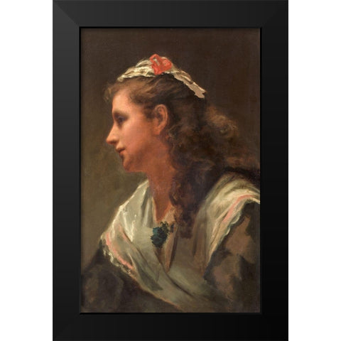 His First Model Miss Russell Black Modern Wood Framed Art Print by Hunt, William Morris