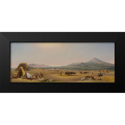 Harvest on the Roman Campagna Black Modern Wood Framed Art Print by Chapman, John Gadsby