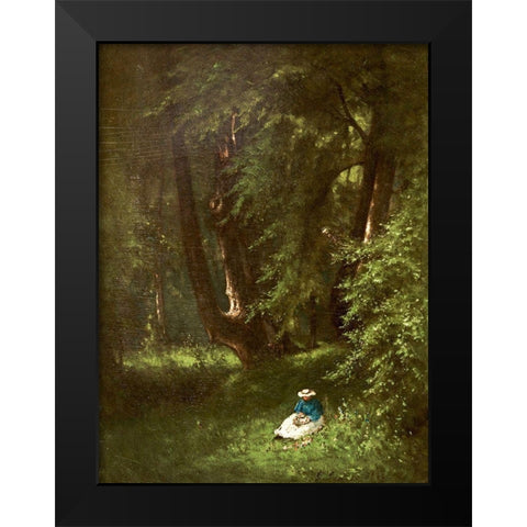 The Wood Chopper Black Modern Wood Framed Art Print by Inness, George