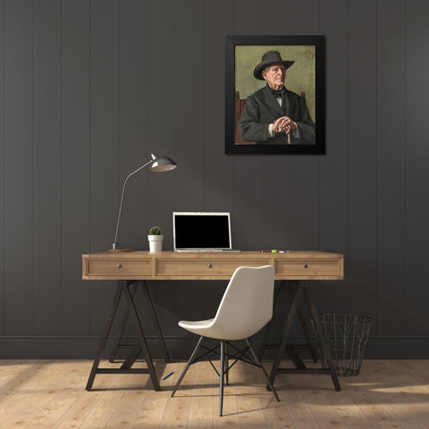 Portrait of an Old Sea Captain Black Modern Wood Framed Art Print by Isham, Samuel