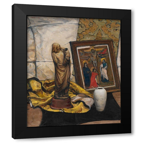 The Madonna of Ivory Black Modern Wood Framed Art Print with Double Matting by Keller, Henry