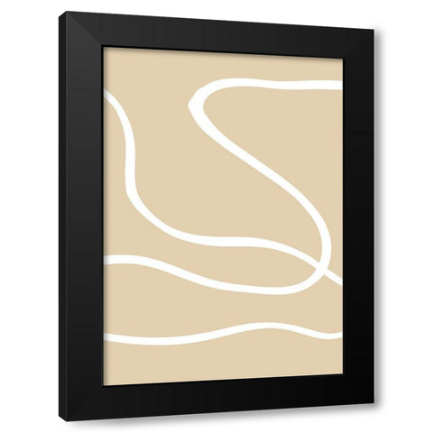 Beige Lines 01 Black Modern Wood Framed Art Print by Uppsala Studio