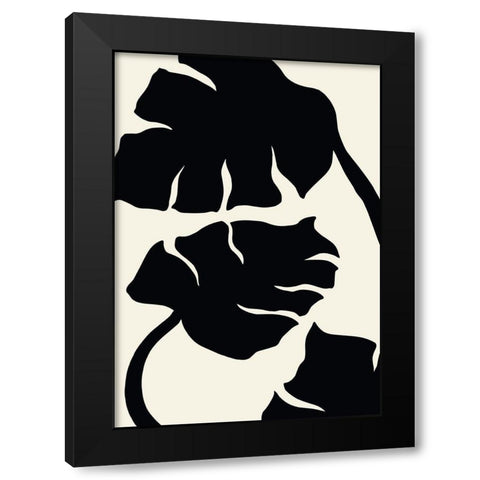 Monstera Black Black Modern Wood Framed Art Print by Uppsala Studio