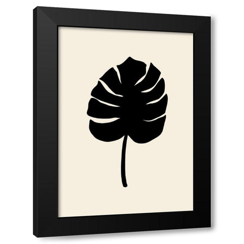 Monstera Leaf Black Black Modern Wood Framed Art Print by Uppsala Studio
