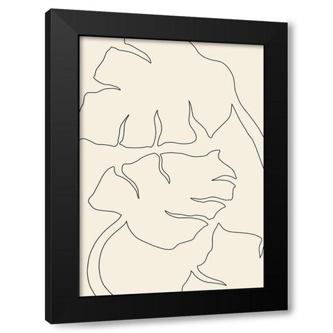 Monstera Outline Black Modern Wood Framed Art Print with Double Matting by Uppsala Studio