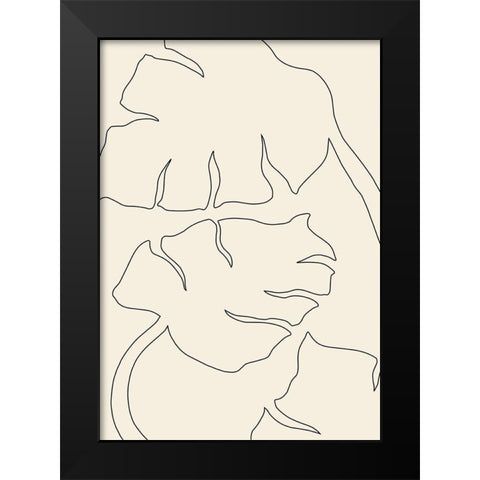 Monstera Outline Black Modern Wood Framed Art Print by Uppsala Studio