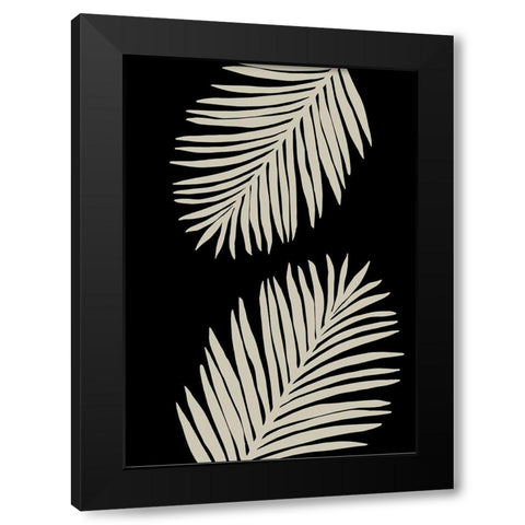 Palm Leaves Black Modern Wood Framed Art Print with Double Matting by Uppsala Studio