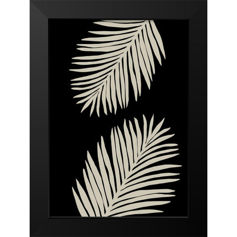Palm Leaves Black Modern Wood Framed Art Print by Uppsala Studio