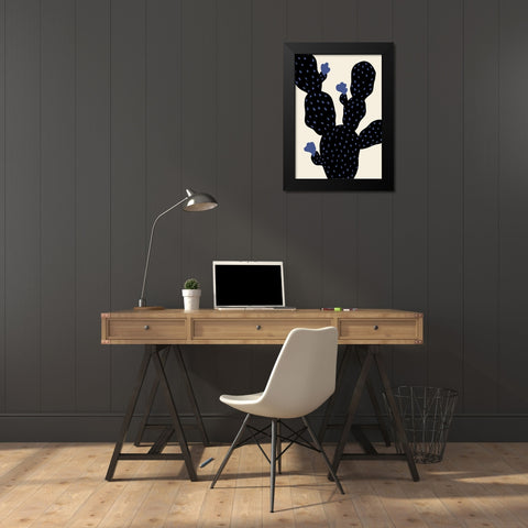 Prickly Pear Cactus Black Modern Wood Framed Art Print by Uppsala Studio