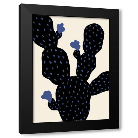 Prickly Pear Cactus Black Modern Wood Framed Art Print by Uppsala Studio