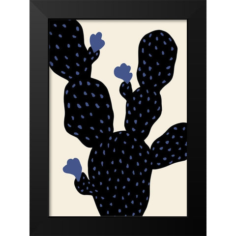 Prickly Pear Cactus Black Modern Wood Framed Art Print by Uppsala Studio