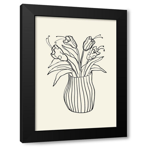 Vase Sketch Black Modern Wood Framed Art Print with Double Matting by Uppsala Studio