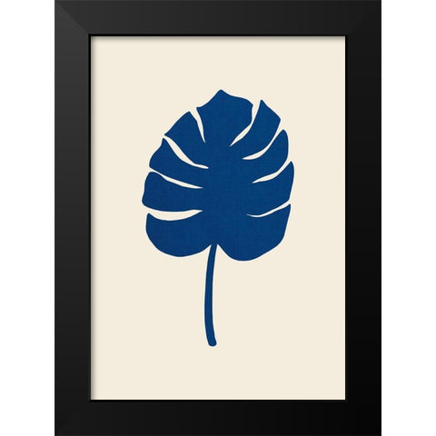 Monstera Canvas Blue Black Modern Wood Framed Art Print by Uppsala Studio