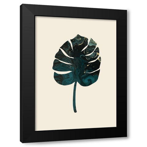 Monstera Marble Green Black Modern Wood Framed Art Print by Uppsala Studio