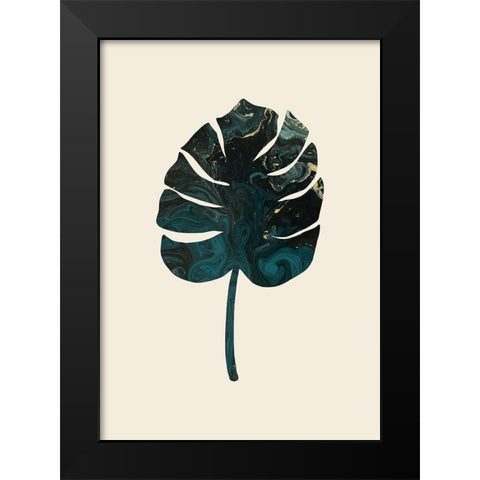 Monstera Marble Green Black Modern Wood Framed Art Print by Uppsala Studio